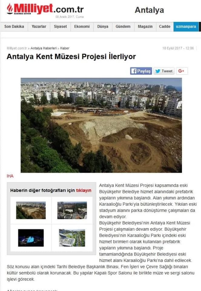 Antalya Kent Müzesi Projesi İlerliyor